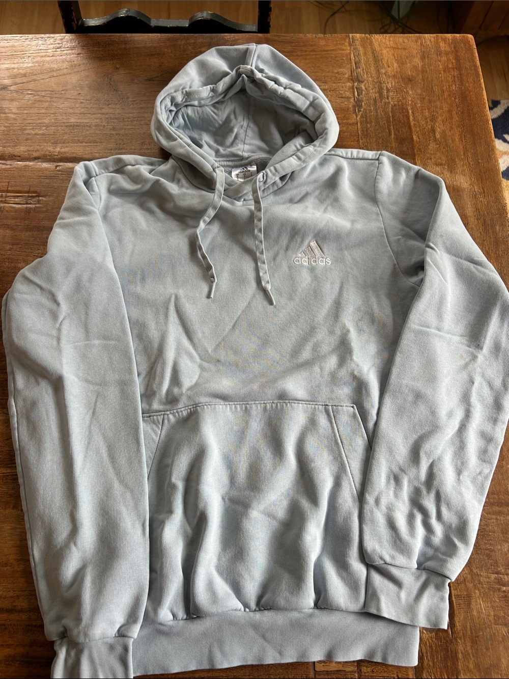 adidas Light Blue Pullover Hoodie with Kangaroo Pocket - men’s S